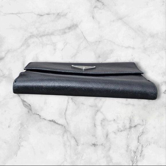 Prada Milano Saffiano Leather Compact Bifold Black Wallet - Picture 12 of 14
